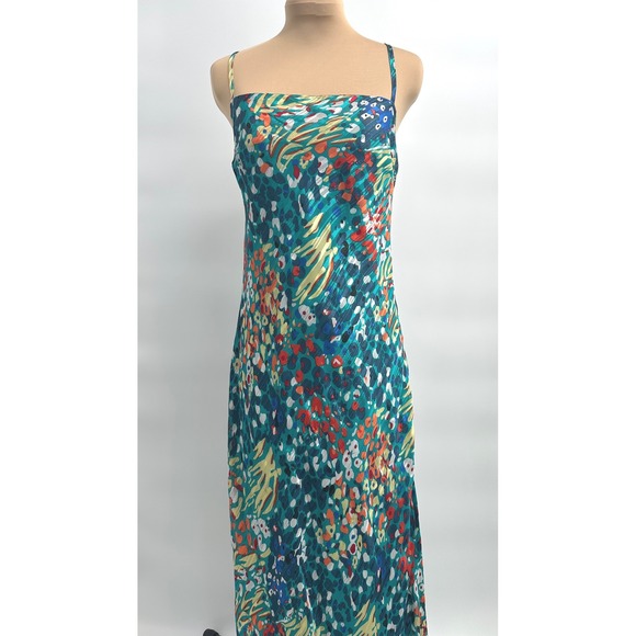 Nasty Gal Maxi Dress Abstract Print Lace Up Back Sleeveless Size 8 - Picture 4 of 16